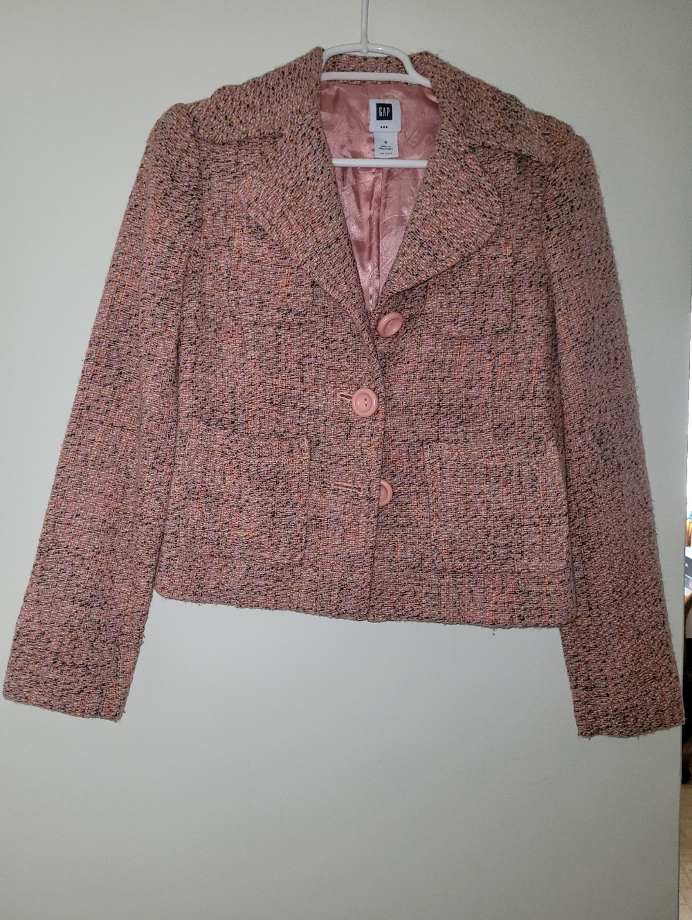 Vintage GAP Blush Pink Tweed Cropped Blazer